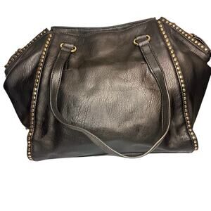 INC International Concepts Black Tote Bag w/ Gold Studs
